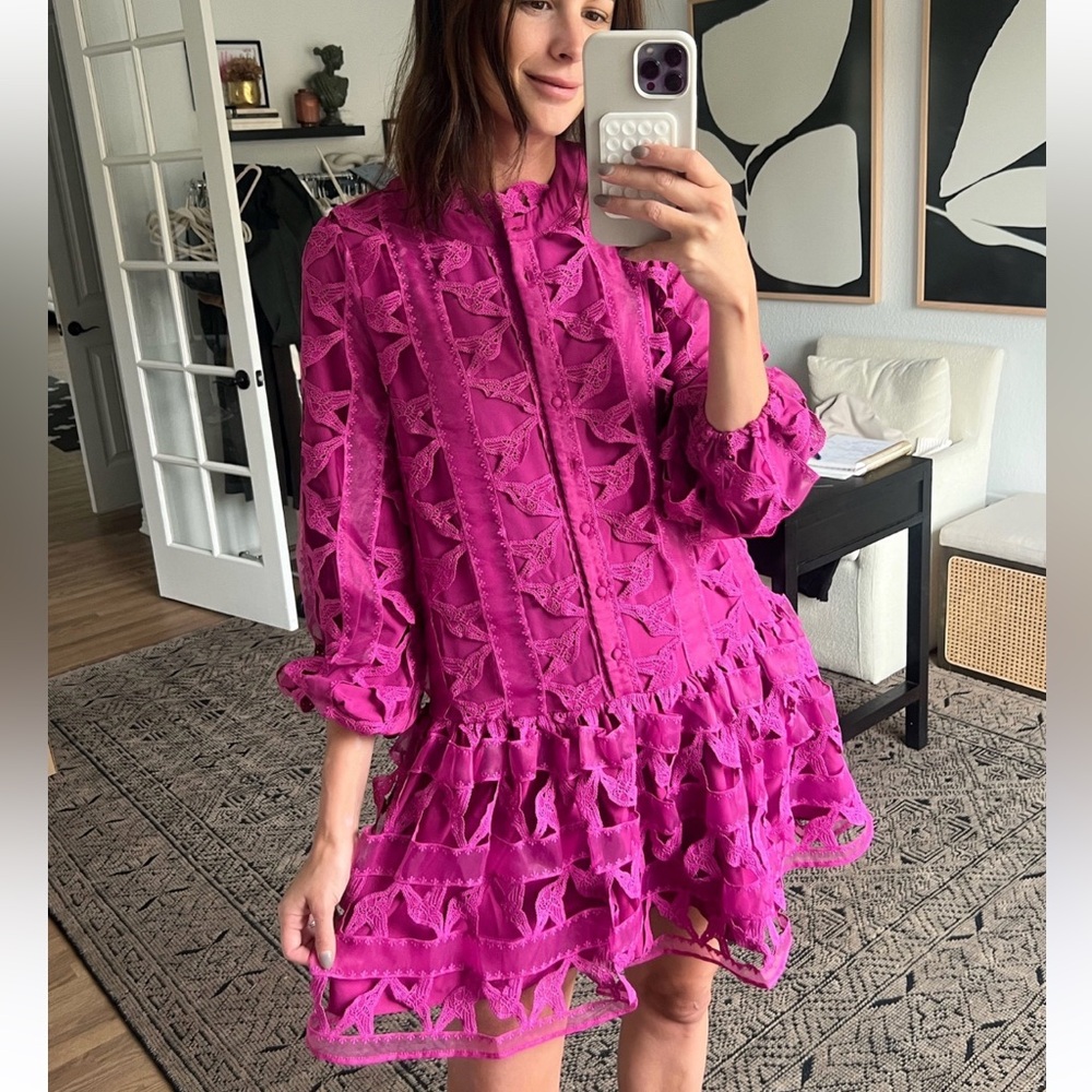 CIEBON Wylla Humbird Lace & Organza Drop Waist Dress
